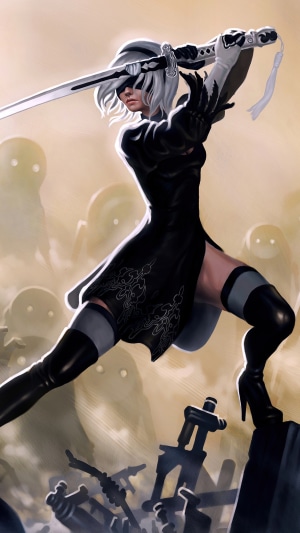 2B from Nier: Automata with sword