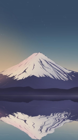 Minimalist Artwork of Mount Fuji Reflected in Water