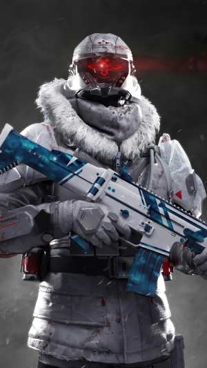 Soldier with futuristic rifle