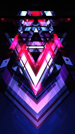 Abstract geometric shapes with neon lights