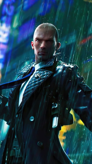 Man in suit in the rain