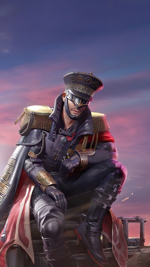 PUBG character in military uniform sitting