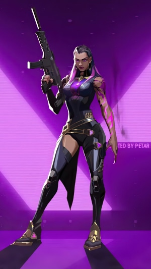 Reyna from Valorant holding a rifle