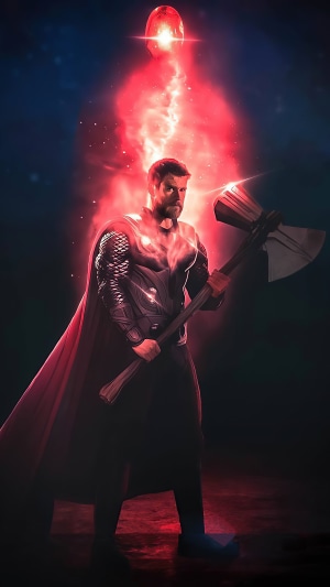 Thor with Stormbreaker and the Reality Stone 4K