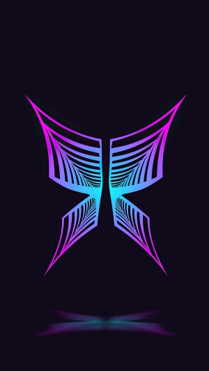 Abstract butterfly artwork with neon gradient