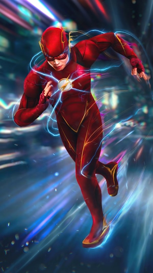 The Flash running with lightning effects 4K