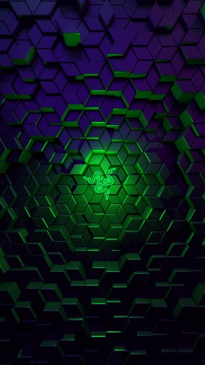 Razer logo on abstract geometric background 4K