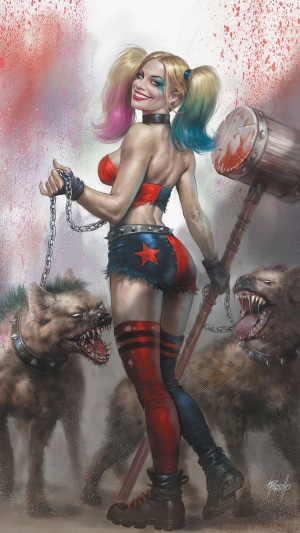 Harley Quinn with Hyenas and Mallet