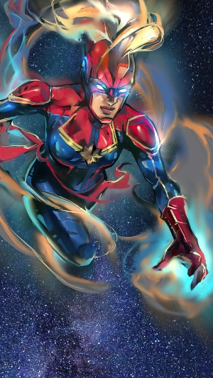 Captain Marvel artwork in space