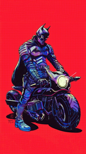 Batman on a motorcycle artwork