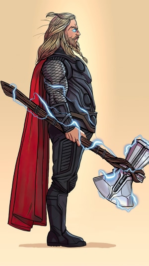Thor from Marvel Comics with Mjolnir