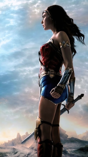 Wonder Woman holding a sword