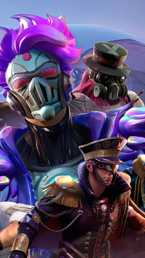 PUBG characters with masks and elaborate outfits