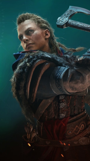 Eivor from Assassin's Creed Valhalla holding an axe