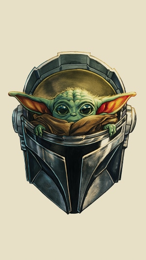 Grogu in Mandalorian Helmet 4K