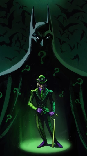 The Riddler and Batman from DC Comics artwork