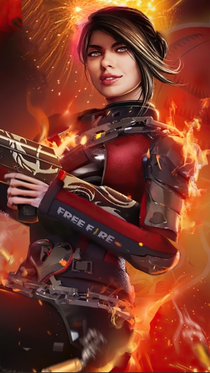 Woman with gun in Free Fire 4K