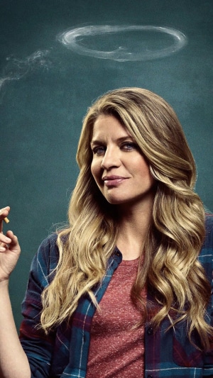 Woman with a cigarette and a halo