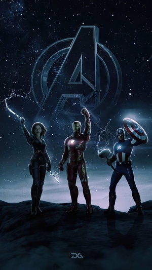 Iron Man, Captain America, and Black Widow from Avengers 4K
