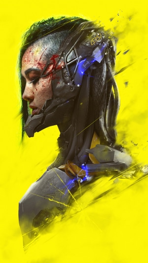 Artwork of a woman with cybernetic enhancements