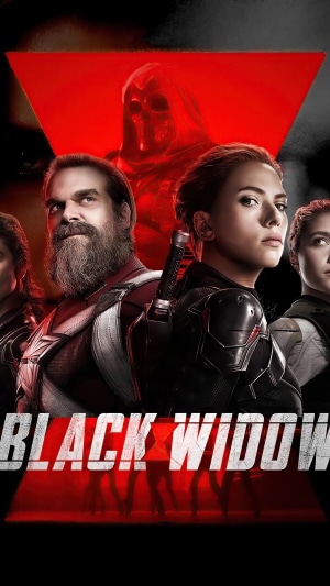 Black Widow movie poster with Taskmaster