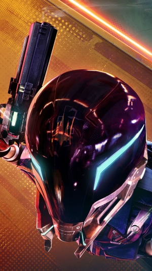 Character from Hyper Scape holding a gun