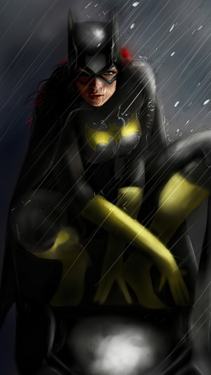 Batgirl artwork in the rain