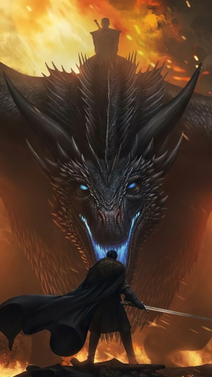 Jon Snow and Dragon from Game of Thrones 4K