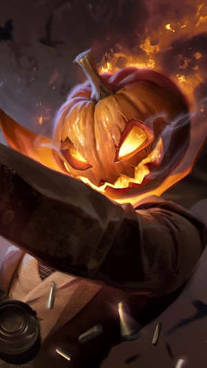 Scarecrow with flaming pumpkin head on Artstation 4K