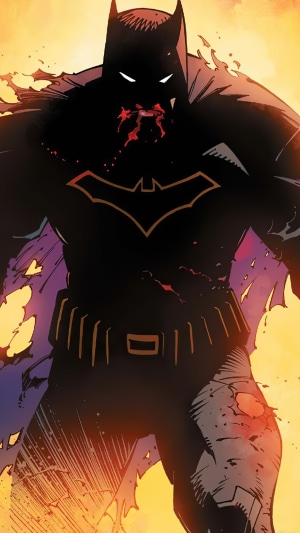 Batman in black suit with blood