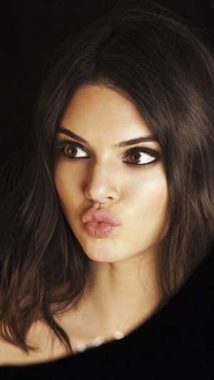 Kendall Jenner making a kiss face