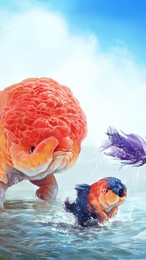 Artwork of creatures in water