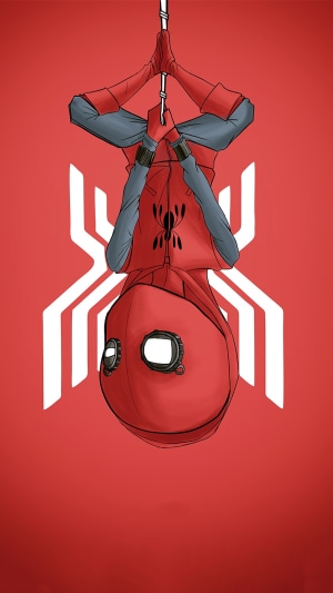 Spider-Man from Spider-Man: Homecoming hanging upside down