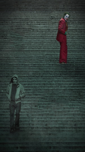 Joker on stairs with another man