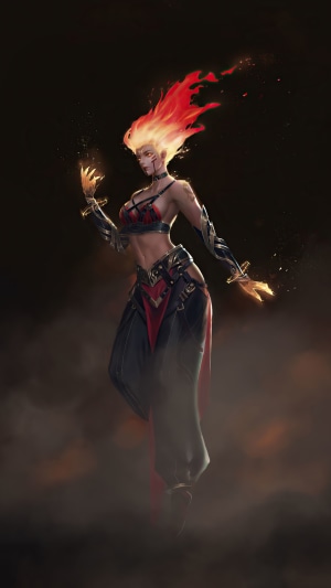 Female fire elemental character artwork