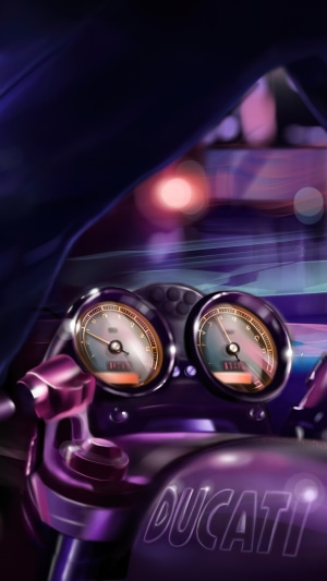 Ducati motorcycle dashboard with gauges