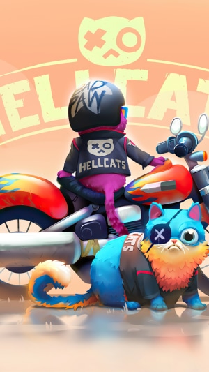 Hellcats biker cats on a motorcycle