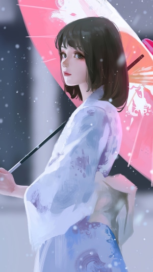 Artwork of a girl with an umbrella