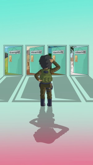 Player choosing a map in PUBG