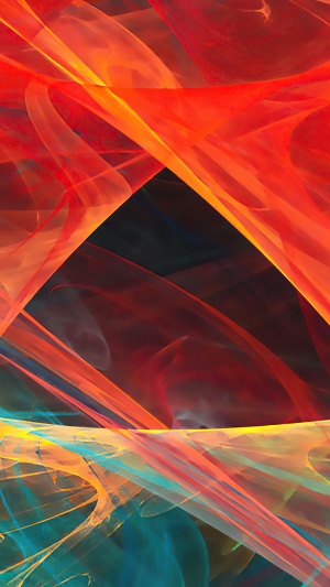 Abstract digital art with red, orange, and blue colors