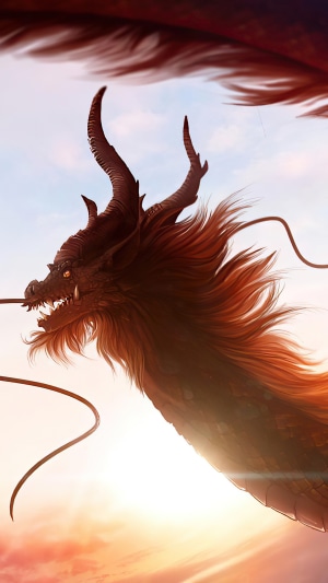 Digital art of a dragon in the sky