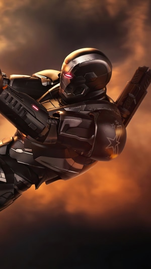 War Machine in front of a cloudy sky