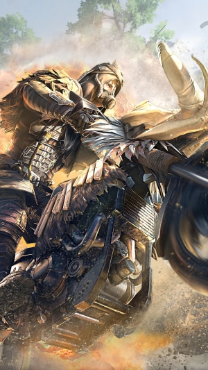 PlayerUnknown's Battlegrounds character on a motorcycle