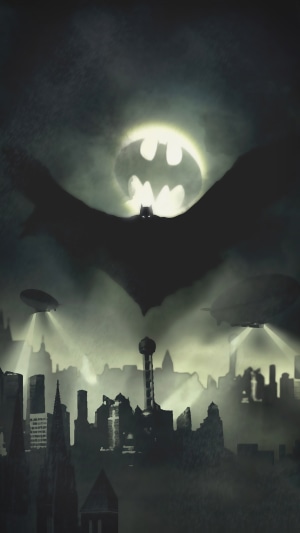 Batman from DC Comics with Bat-Signal