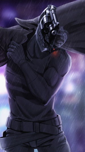 Artwork of a character with a gun for a head
