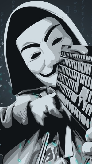Anonymous hacker with a keyboard