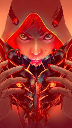 Red Hood holding a mask