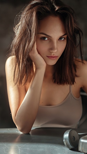 Brunette model in tank top