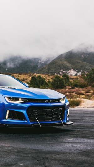 Blue Chevrolet Camaro 4K