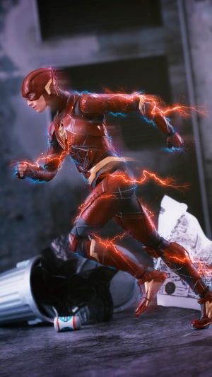 The Flash running with lightning effects
